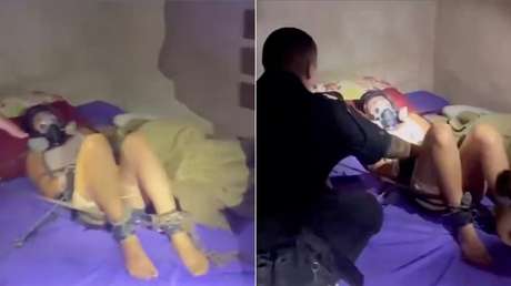 BRUTAL MOMENTO en el que hallan a una mujer que estuvo varios días encadenada y amordazada por su expareja