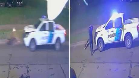 VIDEO: Policía atropella a un ciclista y reacciona así