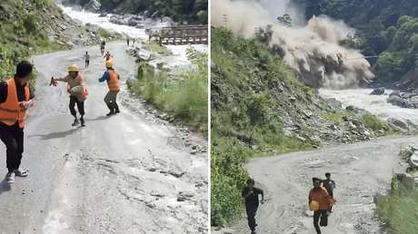 VIDEO ATERRADOR: Personas corren por sus vidas mientras crecida avanza hacia ellas en Nepal