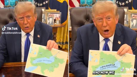 VIDEO: Trump tacha el lago Ontario y lo renombra "lago América"