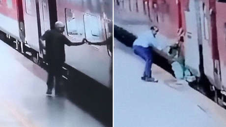 VIDEO: Un técnico salva 'in extremis' a un pasajero de ser arrollado por un tren