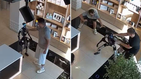 VIDEO: Robot 'empleado' de una tienda activa el modo 'Terminator' cuando un cliente lo empuja
