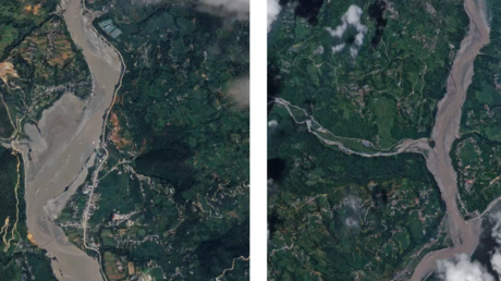 Antes y después: satélite ruso muestra la devastadora crecida de un río en Nepal (VIDEO)