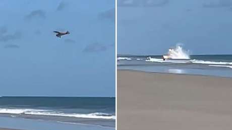VIDEO: Una avioneta se precipita y se estrella contra el mar