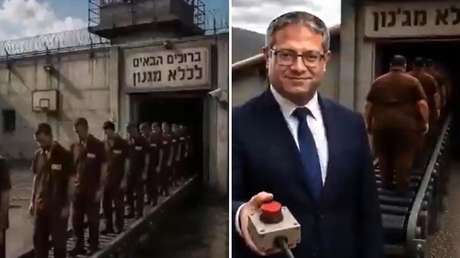 Ministro israelí difunde DESHUMANIZANTE VIDEO de IA de prisioneros palestinos procesados como animales