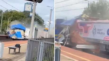 Nuevas imágenes de la violenta colisión del tren de pasajeros contra un camión (IMPACTANTE VIDEO)