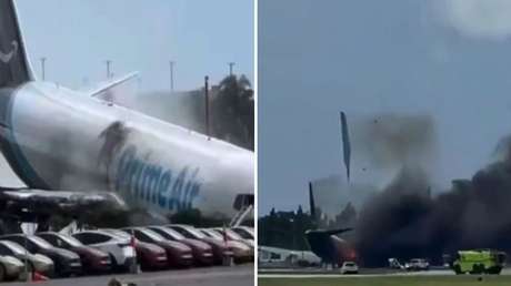 Así quedó el avión de carga accidentado en el aeropuerto de Miami (NUEVAS IMÁGENES)