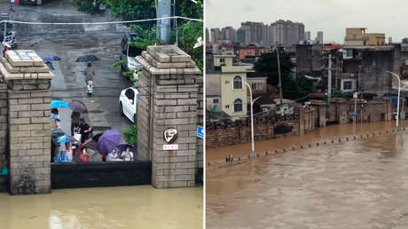 VIDEO: Una muralla de 500 años protege a una ciudad china de una inundación