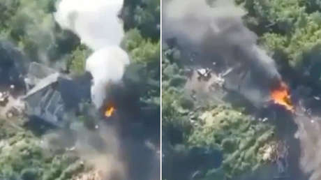 VIDEO: Impacto directo destruye un depósito de municiones ucraniano camuflado