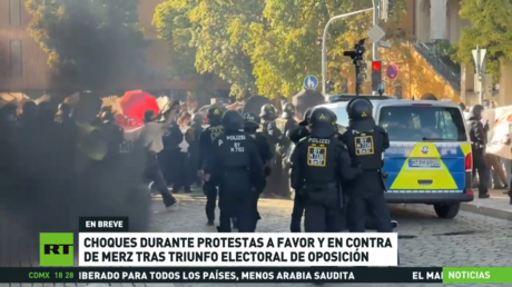Choques durante protestas a favor y en contra de Merz tras triunfo electoral de oposición