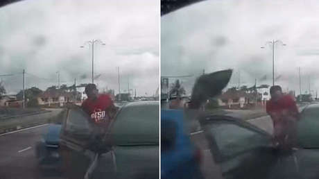 FUERTES IMÁGENES: Deja abierta la puerta de su auto y por poco se salva de la muerte