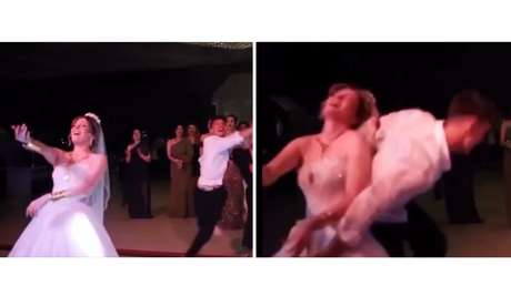 Desesperado por casarse: invitado de una boda se lanza por el ramo y termina 'noqueando' a la novia (VIDEO)