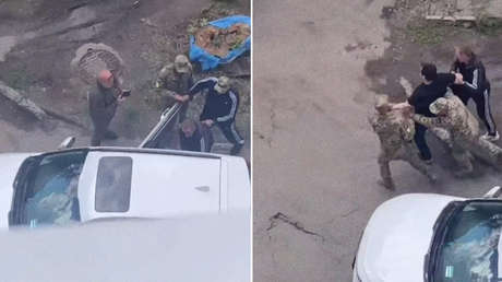VIDEO: Reclutadores ucranianos sacan por la fuerza a un hombre de un coche