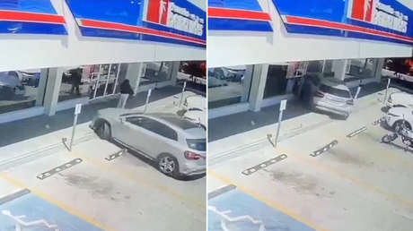 VIDEO: Conductor de 93 años atropella a una mujer y se estrella contra una farmacia