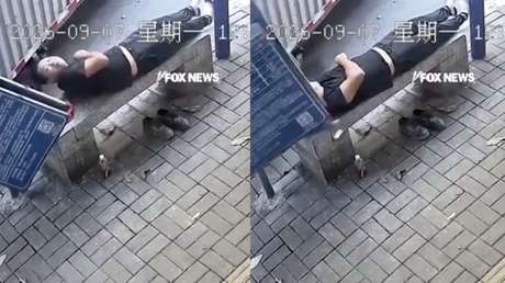 A centímetros del desastre: Enorme letrero casi cae sobre un hombre mientras dormía (VIDEO)