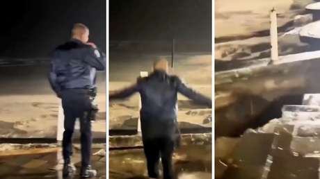 ¡Se lo tragó la tierra!: policía sufre un accidente inconcebible (VIDEO)