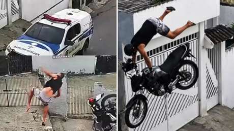 Motociclista sale despedido violentamente por los aires tras una feroz persecución policial (VIDEO)
