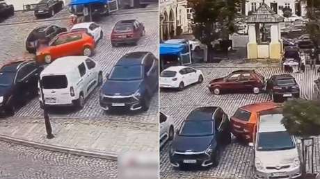 Caos vehicular: Un anciano choca contra 6 autos al intentar estacionar (VIDEO)