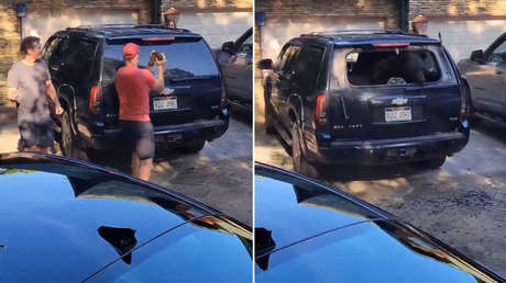 VIDEO: Lo que encontraron dentro de su camioneta los obligó a romper el cristal y salir corriendo