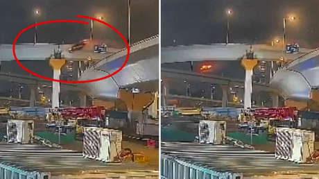 Auto de lujo pierde el control y cae dando vueltas desde una altura (VIDEO)