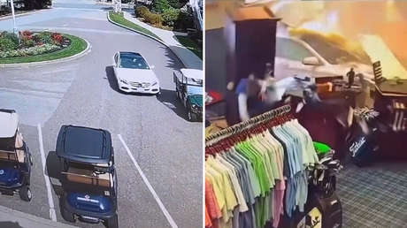 Automovilista protagoniza inusual 'entrada' a una tienda de golf en EE.UU. (VIDEO)