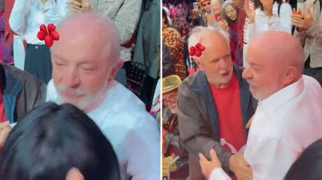 VIDEO: Mujer graba a Lula con filtro de florecita y el presidente reacciona