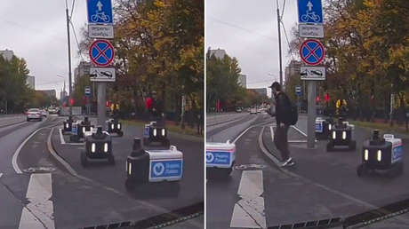 Atasco futurista en San Petersburgo: 'manada' de robots cruza un paso de peatones (VIDEO)