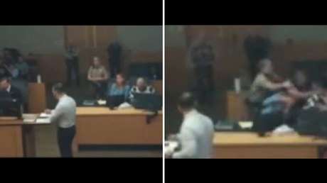 Golpea en pleno tribunal al asesino de su yerno tras verlo reír durante la sentencia