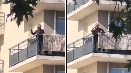 VIDEO: Mujer aparece con una presunta arma para amenazar a participantes en protestas estudiantiles en Francia