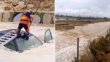 VIDEO: Devastador temporal arrastra un vehículo al cauce de una rambla
