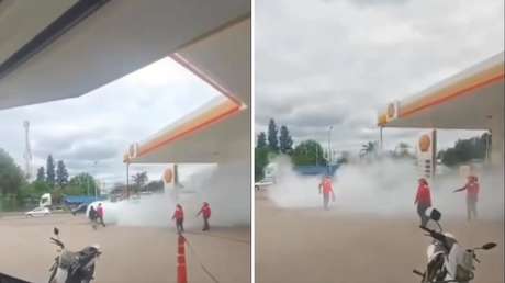 VIDEO: Hombre intenta prender fuego a una gasolinera y desata el pánico