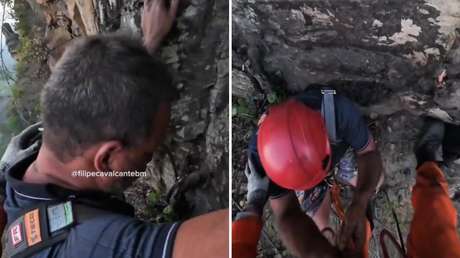 VIDEO: El dramático rescate de un turista al borde de un precipicio tras resbalar al tomarse una 'selfie'