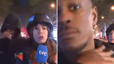 Manifestantes en Francia acosan a una periodista en vivo y hacen gestos de degüello a la cámara (VIDEO)