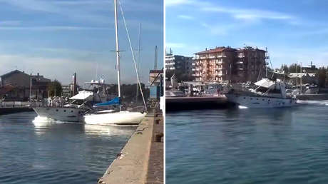 Un barco pierde el control en Italia y todo queda grabado (VIDEO)