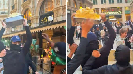 'Robar lo robado': Caos por helado durante disturbios en Milán (VIDEO)
