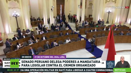 Senado peruano delega poderes a la presidenta para legislar contra el crimen organizado