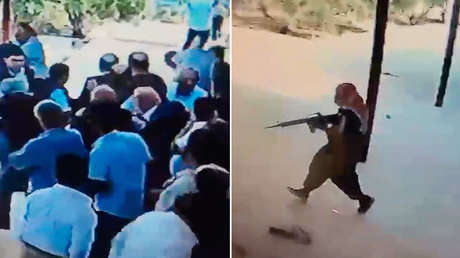 EXACTO momento en que hombres armados abren fuego y matan a personas en un funeral (VIDEO)