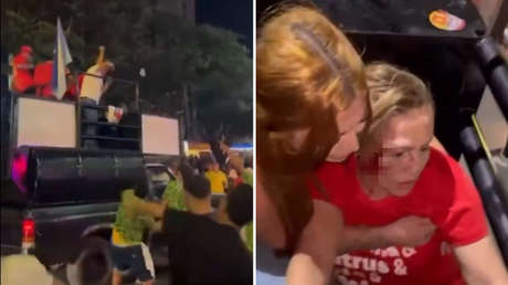 VIDEO FUERTE: Concejala pro-Lula resulta herida tras recibir una lluvia de ladrillos y botellas