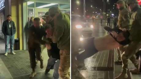 VIDEO: Reclutadores ucranianos movilizan a un hombre sacándolo de una tienda