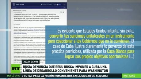 Rusia denuncia que EE.UU. busca imponer a Cuba una línea de desarrollo conveniente para Washington