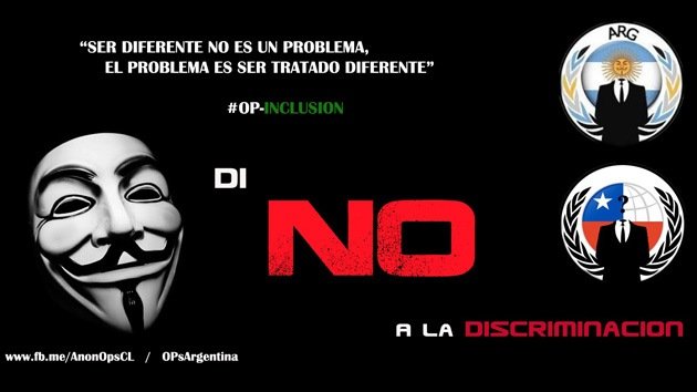 #Opinclusión: Anonymous llama a unirse a su campaña contra la discriminación