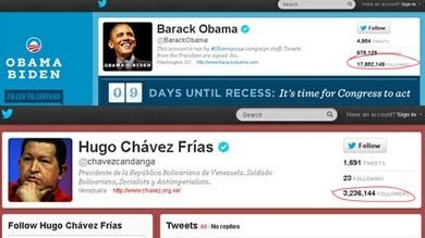 Obama y Chávez, los líderes del Twitter