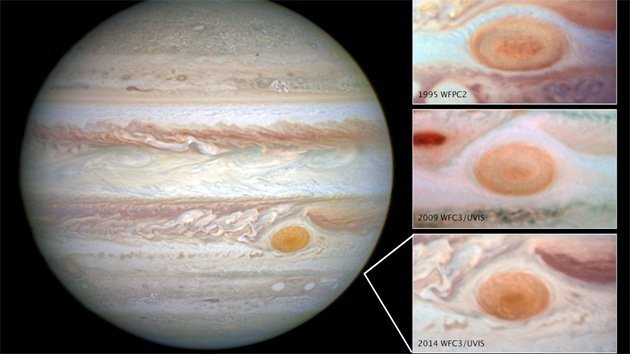 El torbellino gigante de Júpiter disminuyó hasta casi al tamaño de la Tierra