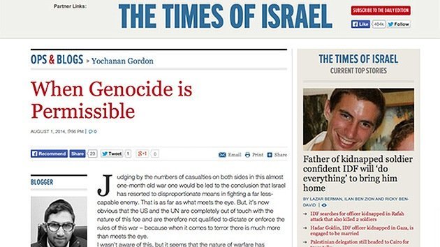 Un medio israelí publica una apología del genocidio