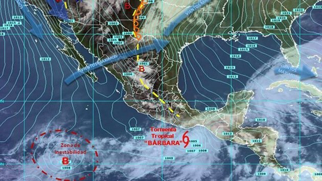 La tormenta tropical Bárbara, a punto de azotar México
