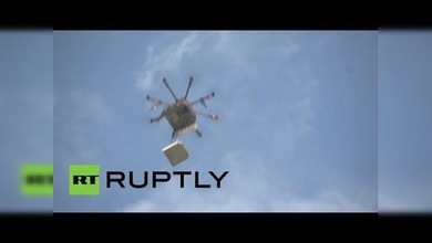 Caída del cielo: Un dron hace su primera entrega de pizza en Rusia