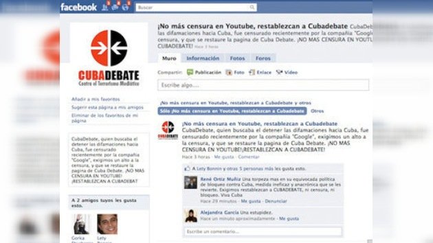 Facebook cierra una página que denuncia la censura de Youtube a Cubadebate