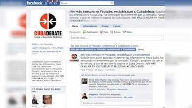 Facebook cierra una página que denuncia la censura de Youtube a Cubadebate