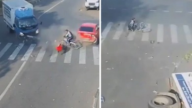 El ciclista más afortunado de Rusia… o posiblemente del mundo
