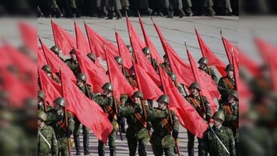 Ensayo del desfile del Día de la Victoria en las afueras de Moscú
